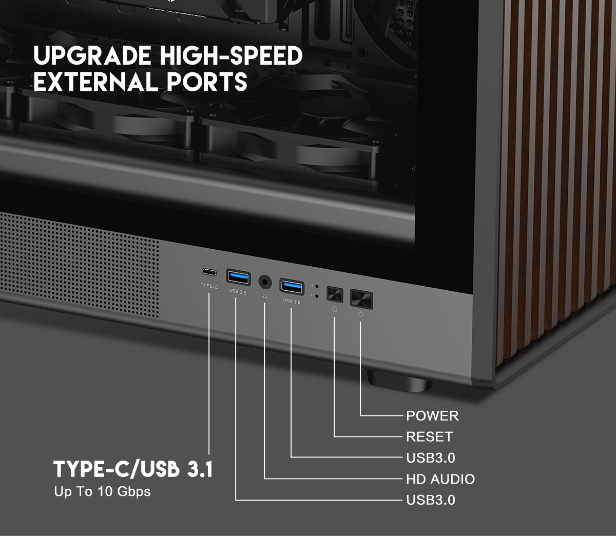 NeweggBusiness - DIYPC DIY-ATX08-Wood Black USB3.0 /Type C ATX Mid